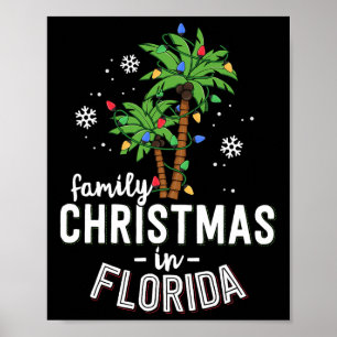 Familiekerstmis in Florida Palm Trees-strand Poster
