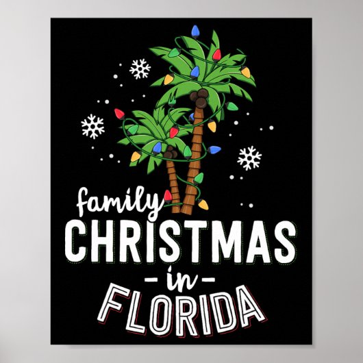 Familiekerstmis in Florida Palm Trees-strand Poster (Voorkant)