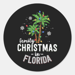 Familiekerstmis in Florida Palm Trees-strand Ronde Sticker