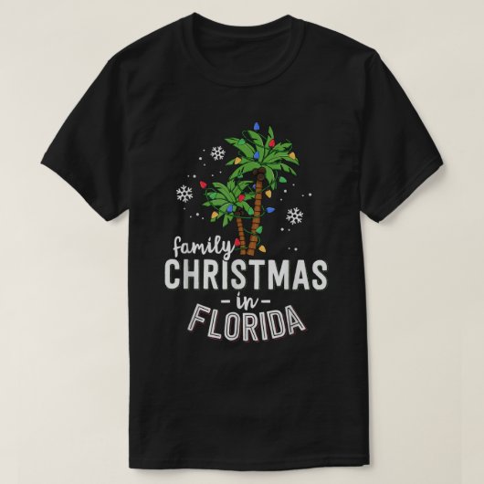 Familiekerstmis in Florida Palm Trees-strand T-shirt (Design voorkant)