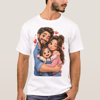 Familieknuffel _3D-cartoon T-shirtontwerp T-shirt