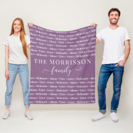 Familieleden Namen Patroon Modern Trendy Schrift Fleece Deken