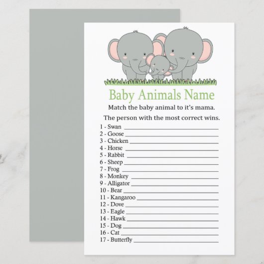 Familielefanaat Baby Dieren Naam Game (Voorkant / Achterkant)