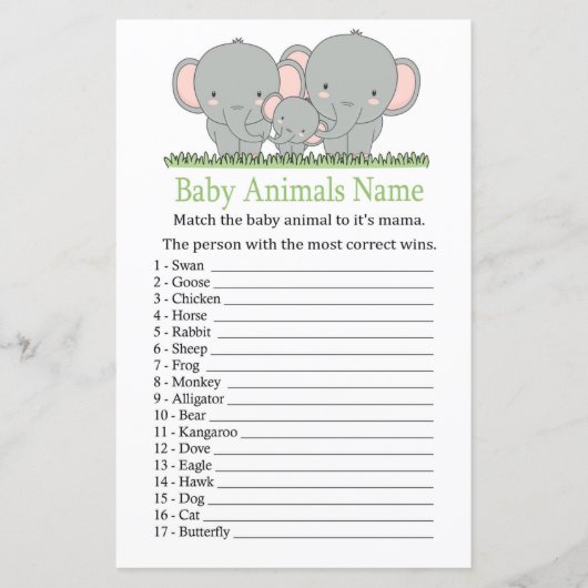 Familielefanaat Baby Dieren Naam Game (Voorkant)