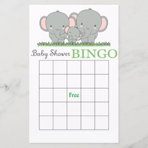 Familielefant baby shower bingo