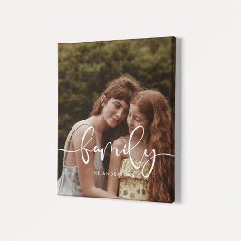 Familielegant calligrafie bekleedfoto canvas afdruk