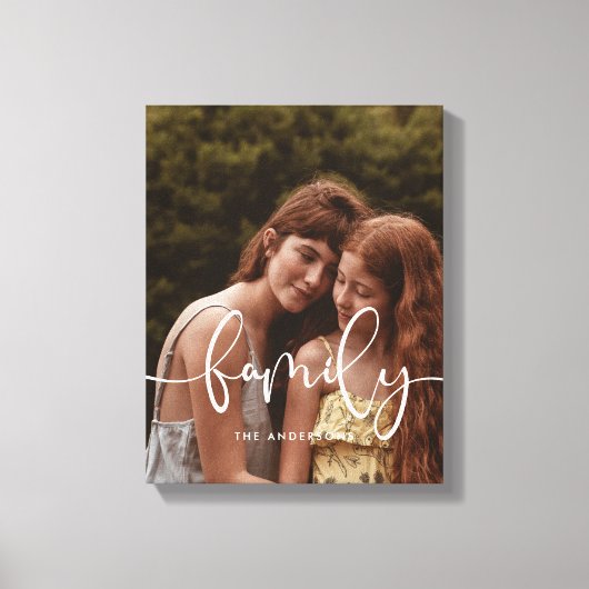 Familielegant calligrafie bekleedfoto canvas afdruk (Voorkant)