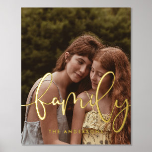 Familielegant calligrafie bekleedfoto folie afdrukken