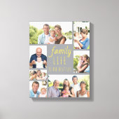 Familieleven Citaat 7 Foto Collage Gray en Geel Canvas Afdruk (Voorkant)