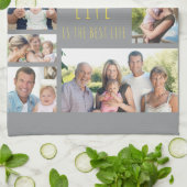 Familieleven is het beste leven grijs geel 7 Foto Theedoek (Gevouwen)