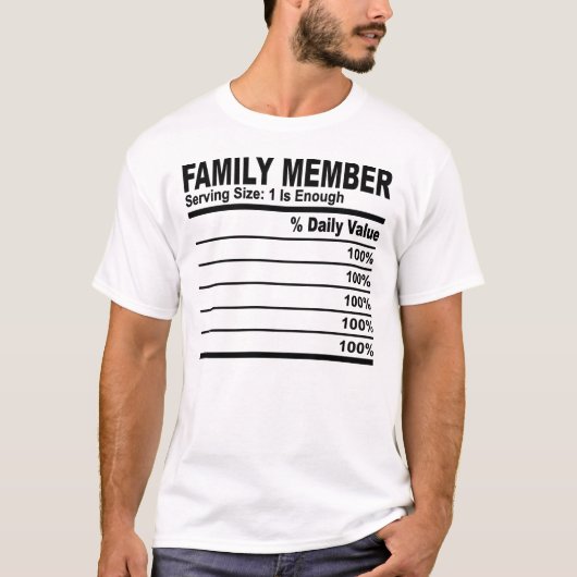 Familielid Voeding Feiten op maat gepersonaliseerd T-shirt (Voorkant)