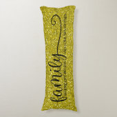 Familieliefde eindigt nooit Citaat Gold Glitter Bl Lichaamskussen (Voorkant Verticaal)