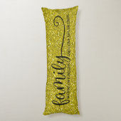 Familieliefde eindigt nooit Citaat Gold Glitter Bl Lichaamskussen (Achterkant (Verticaal))