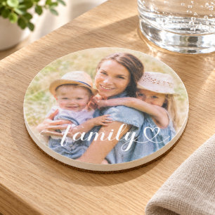 Familieliefde Witte Schrift Aangepaste Foto Zandsteen Onderzetter