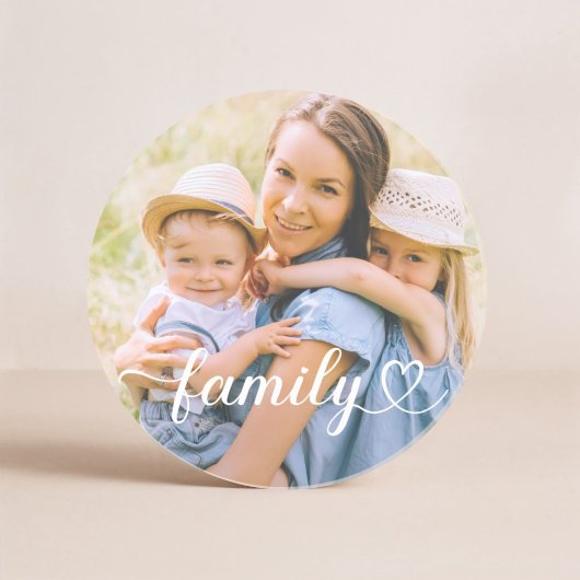 Familieliefde Witte Schrift Aangepaste Foto Zandsteen Onderzetter