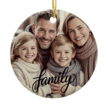 Familieliefde Zwarte Schrift Custom Foto Ornament