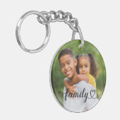 Familieliefde Zwarte Script Aangepaste Foto Sleutelhanger (Voorkant Links)