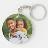 Familieliefde Zwarte Script Aangepaste Foto Sleutelhanger (Achterkant)