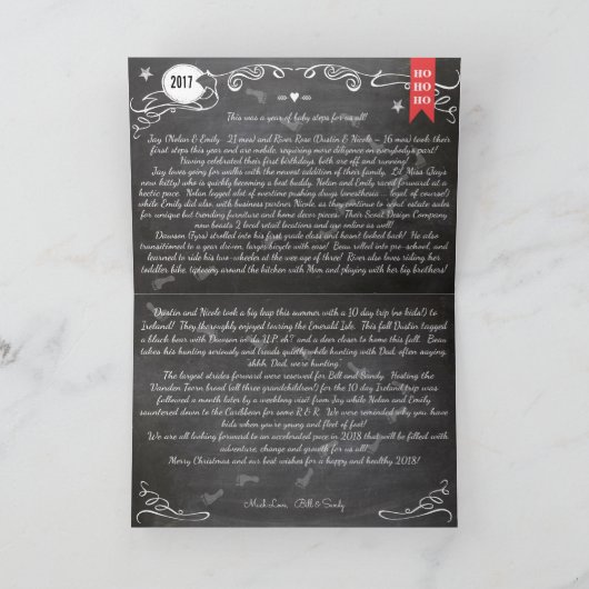 Familielijn met kerstbriefjes Gold Chalkboard Feestdagen Kaart (Binnen)