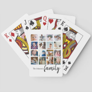 familiemanuscript van het fotocollage grid pokerkaarten