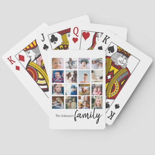 familiemanuscript van het fotocollage grid pokerkaarten (Achterkant)