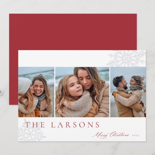 Familiemarkttent | Drie kerstfoto's voor Merry Feestdagenkaart (Voorkant / Achterkant)