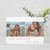 Familiemarkttent | Groeten van het seizoen Twee Fo Feestdagenkaart (Staand voorkant)