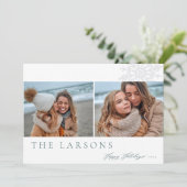 Familiemarkttent | Prettige feestdagen twee foto Feestdagenkaart (Staand voorkant)