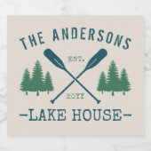 Familiemeer Rustic Oars Pine Trees Labels Likeurfles Etiket (Enkel label)