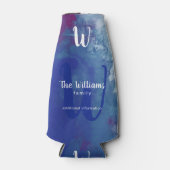 familiemerk blauwe waterverf flesjeskoeler (Voorkant)