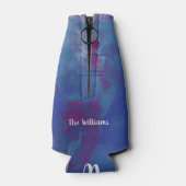 familiemerk blauwe waterverf flesjeskoeler (Achterkant)