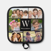 Familiemonogram 6 Foto Collage Pannenlap (Voorkant)