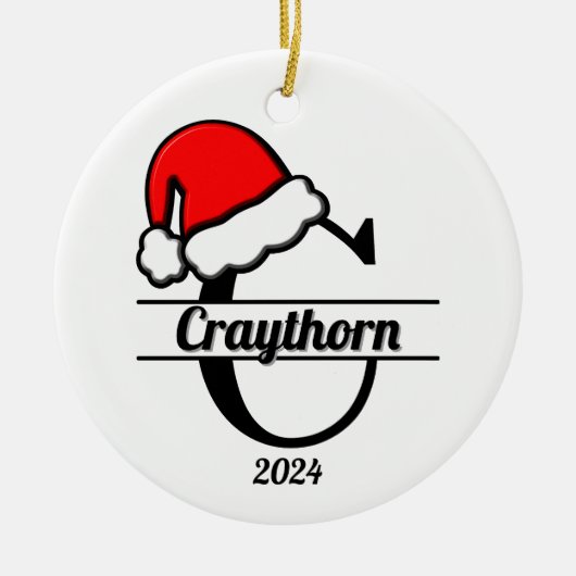 Familiemonogram C | dubbelzijdig Keramisch Ornament (Voorkant)