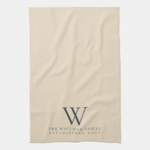 Familiemonogram Elegant Cream Slate Gray Kitchen