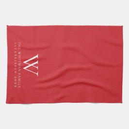 Familiemonogram Elegant Flame Scarlet Red Theedoek