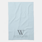 Familiemonogram Elegant Pastel Blue Kitchen Theedoek (Verticaal)
