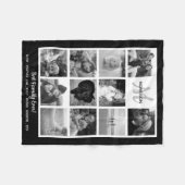 Familiemonogram Foto Collage 11 Black White Foto Fleece Deken (Voorkant (Horizontaal))