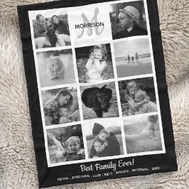 Familiemonogram Foto Collage 11 Black White Foto Fleece Deken