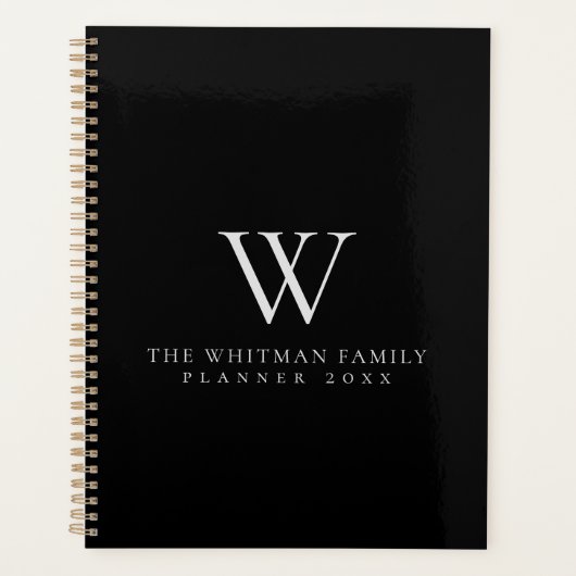 Familiemonogram Modern Black Grey Planner (Voorkant)