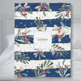 Familiemonogram Modern Chic Winter Botanicals Fleece Deken