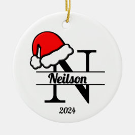 Familiemonogram N | dubbelzijdig Keramisch Ornament