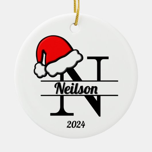 Familiemonogram N | dubbelzijdig Keramisch Ornament (Voorkant)