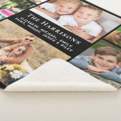 Familiemonogram Naam 8 Foto Collage Black Sherpa Deken (3/4)