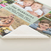 Familiemonogram Naam 8 Foto Collage Sage Green Sherpa Deken (3/4)