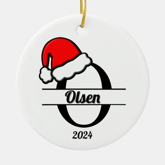 Familiemonogram O | dubbelzijdig Keramisch Ornament (Voorkant)