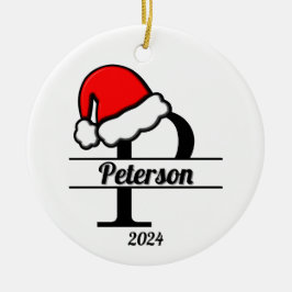 Familiemonogram P | dubbelzijdig Keramisch Ornament