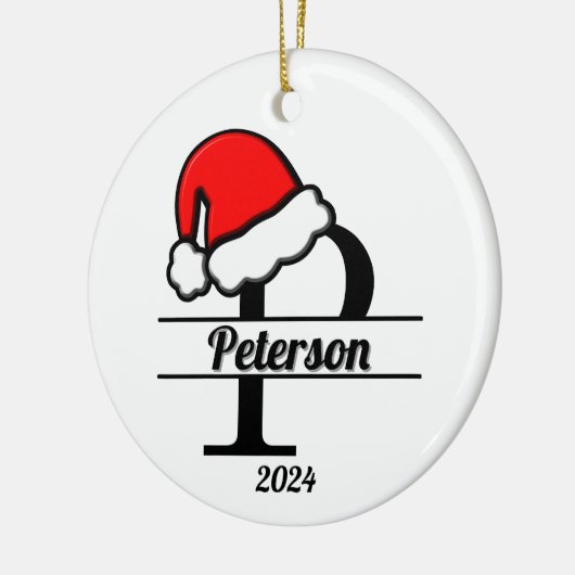 Familiemonogram P | dubbelzijdig Keramisch Ornament (Links)