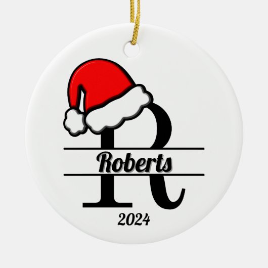 Familiemonogram R | dubbelzijdig Keramisch Ornament (Voorkant)