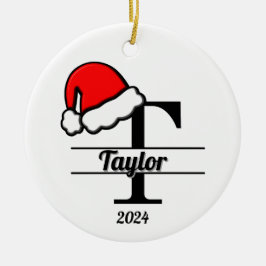 Familiemonogram T | dubbelzijdig Keramisch Ornament