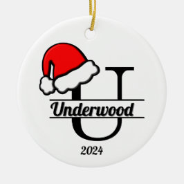 Familiemonogram U | dubbelzijdig Keramisch Ornament